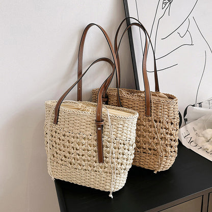 ZLLKL 2025Summer casual simple large-capacity bag women's  new fashion woven shoulder bag simple Popular tote bag