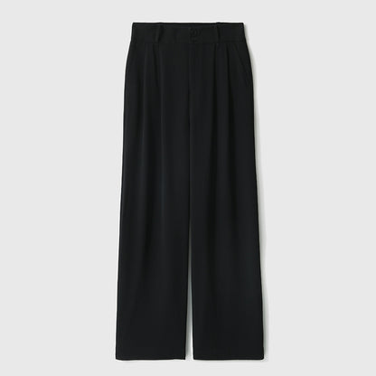 2025 Summer icy silky drape feeling, Japanese long pants white and black, thin casual pants, straight wide-leg pants