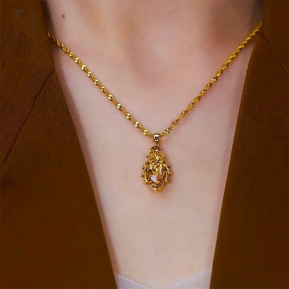 Korean version of fashion coffee color golden branches and jade leaves temperament necklace high-end design sense niche versatile get rich overnight collarbone chain