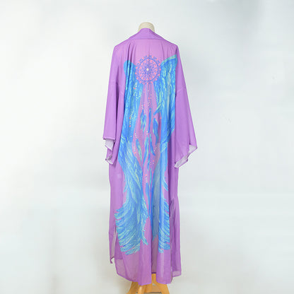 2025 printed blouse women's Manga Ocean Wings series sexy Muse long cardigan swimsuit with women