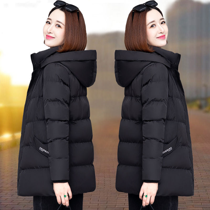 [Hat removable] Down cotton-padded clothes for women's winter 2025 new thickened cotton-padded jackets medium and long fashion loose cotton-padded clothes