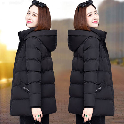 [Hat removable] Down cotton-padded clothes for women's winter 2025 new thickened cotton-padded jackets medium and long fashion loose cotton-padded clothes