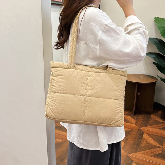 2025 ZLLKL Cotton clothing bag women's popular new simple and fashionable large-capacity tote bag lightweight cotton small square bag versatile portable