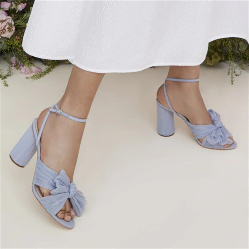 ZllKl  Dropshopping Summer Open Toed Bow 40-47 High Heels Party Dress Wedding Women's Sandals