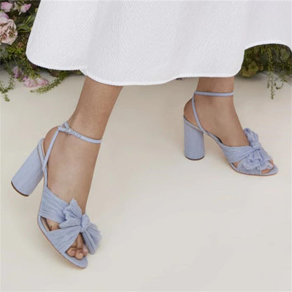 ZllKl  Dropshopping Summer Open Toed Bow 40-47 High Heels Party Dress Wedding Women's Sandals