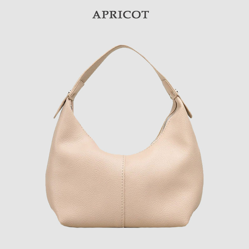 ZLLKL 2025 Korean version of casual lychee pattern armpit bag women's popular fashion casual soft leather dumpling bag simple shoulder portable women's bag