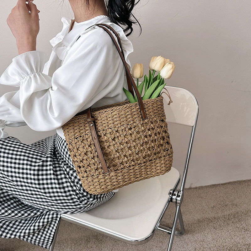 ZLLKL 2025Summer casual simple large-capacity bag women's  new fashion woven shoulder bag simple Popular tote bag
