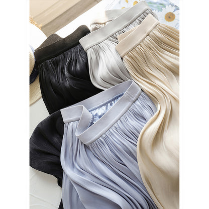2025 Beauty! Milk pearlescent fairy fluttering skirt  summer new women's clothing fashion pendant medium and long skirt