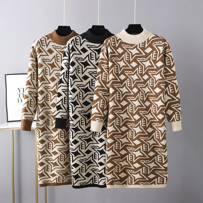 ZllKl European Station New autumn and winter new models with coat temperament base knitted dress women's fashion sweater skirt