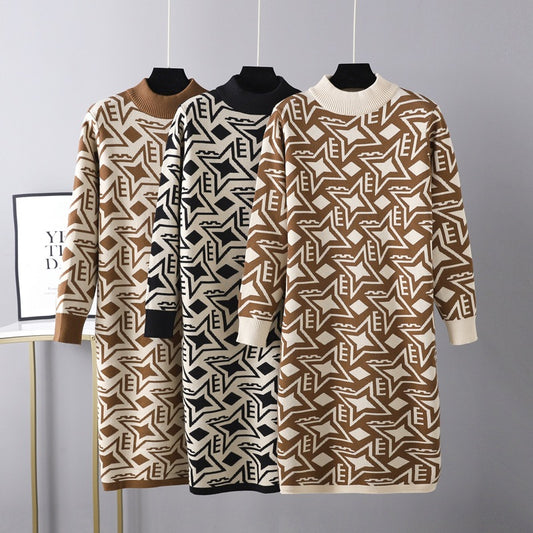 ZllKl European Station New autumn and winter new models with coat temperament base knitted dress women's fashion sweater skirt