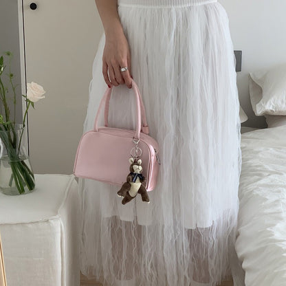 ZLLKL 2025 Korean version of niche temperament silk pink ballet handbag summer trendy handbag pillow bag women's bag