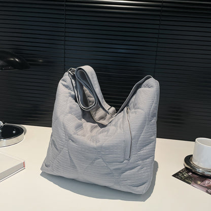 2025 ZLLKL popular new Korean version fashion cotton clothes embroidered cloud pleated shoulder bag large capacity space cotton casual tote bag