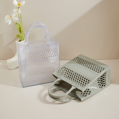 ZLLKL 2025 Bohao PVC Barbie jelly bag fashionable versatile soft handle vegetable basket dirt-resistant and easy to wash summer portable women's bag Popular trade