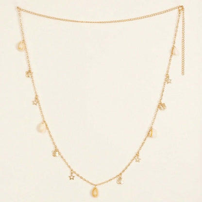 FB3358 2025 waist chain butterfly shell hollow pentagram pendant metal chain waist chain body chain