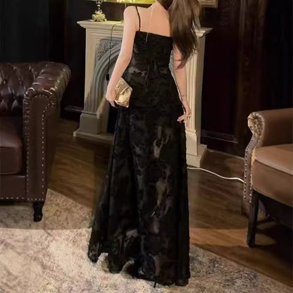 2025 Spot black perspective dress dress popular summer new temperament seaside vacation thin tall long dress women