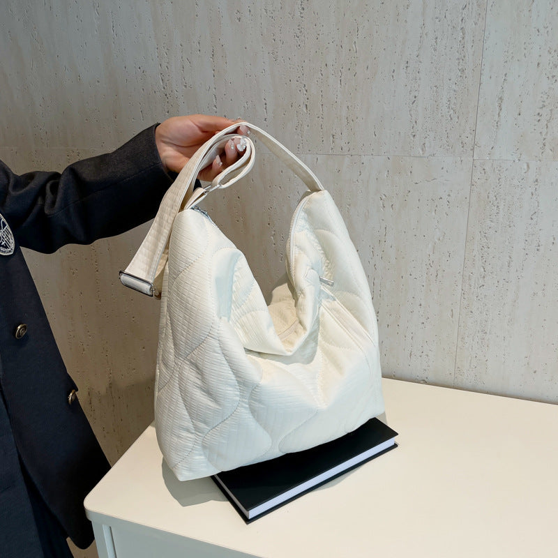 2025 ZLLKL popular new Korean version fashion cotton clothes embroidered cloud pleated shoulder bag large capacity space cotton casual tote bag