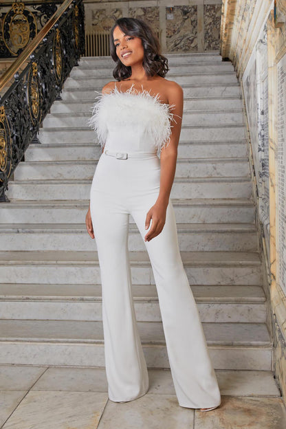 Spring and summer 2022 new 2025 New   independent station feather tube top sexy fashion jumpsuit