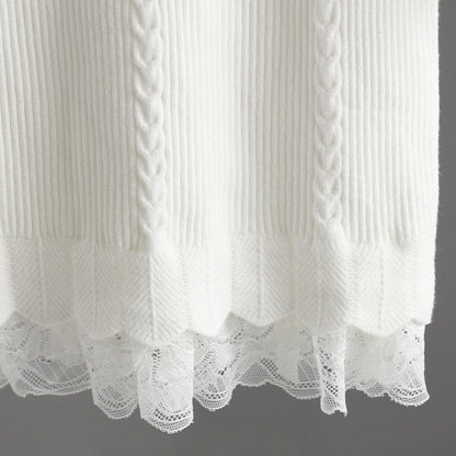 ZllKl Lace knitted dress women's autumn and winter inner lining skirt slim fit with coat medium and long sweater skirt arm