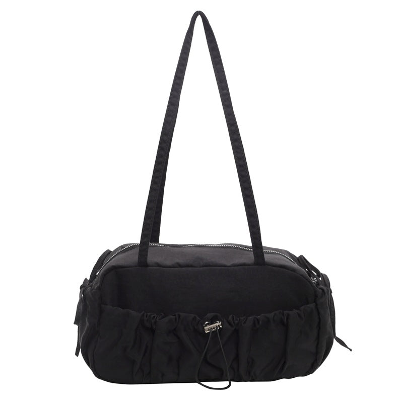 2025 ZLLKL Korean version of fashion pleated shoulder bag popular new casual small square bag large capacity versatile nylon underarm tote bag