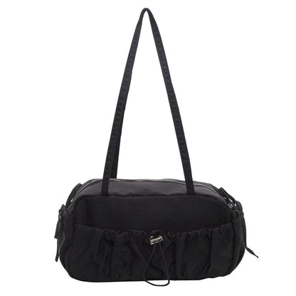 2025 ZLLKL Korean version of fashion pleated shoulder bag popular new casual small square bag large capacity versatile nylon underarm tote bag