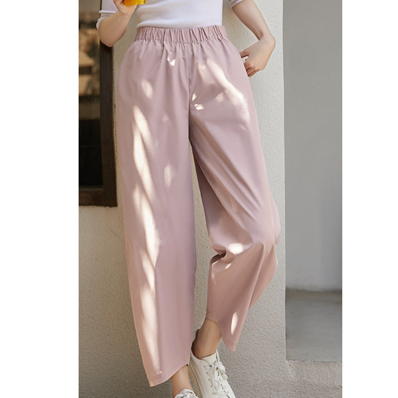 2025 Nine-point pea pants Shu non-picking leg-shaped curved air feeling loose nine-point casual pants women's Harlan pants summer women's clothing