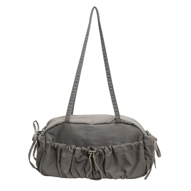 2025 ZLLKL Korean version of fashion pleated shoulder bag popular new casual small square bag large capacity versatile nylon underarm tote bag