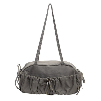 2025 ZLLKL Korean version of fashion pleated shoulder bag popular new casual small square bag large capacity versatile nylon underarm tote bag