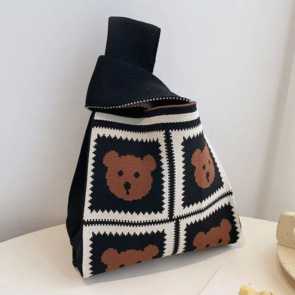 ZllKl  Knitted Bag with Hand Gift Bag Handbag Rabbit Hand Bag Ins Large Capacity Gift Bag Small Handbag Wrist