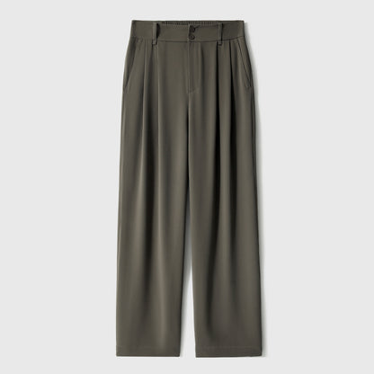 2025 Summer icy silky drape feeling, Japanese long pants white and black, thin casual pants, straight wide-leg pants