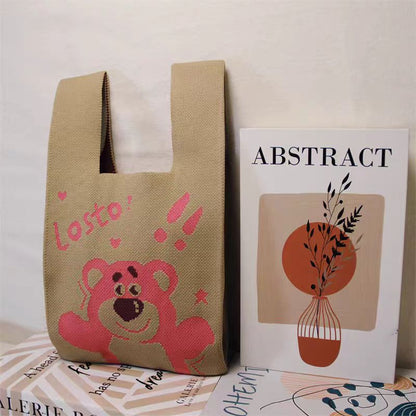 ZllKl  Knitted Bag with Hand Gift Bag Handbag Rabbit Hand Bag Ins Large Capacity Gift Bag Small Handbag Wrist
