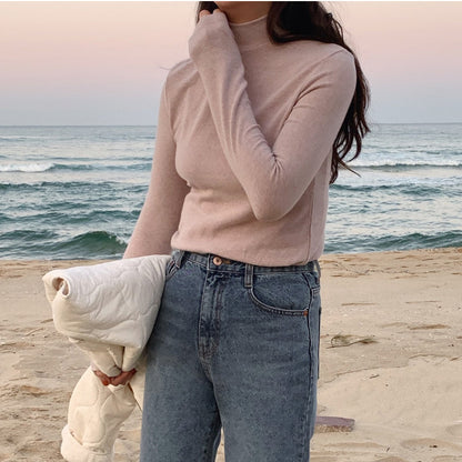 ZLLKL Special semi-turtleneck double-sided German velvet bottoming shirt for women's autumn and winter models with student warm long-sleeved women's tops
