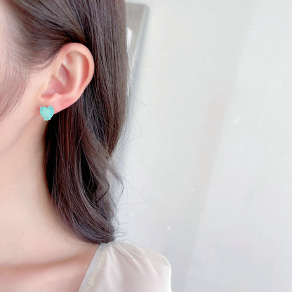 2025 S925 silver needle girl heart earrings trendy sweet fresh super fairy temperament simple versatile ice crack love stud earrings