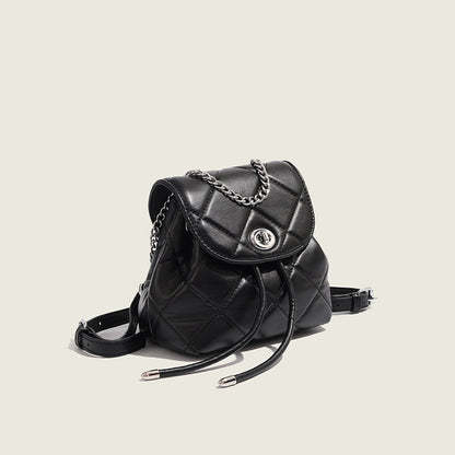 ZLLKL 2025 Backpack Women's Fashion popular Korean Edition Niche Design Rhombus Chain Backpack Small Women's White Backpack
