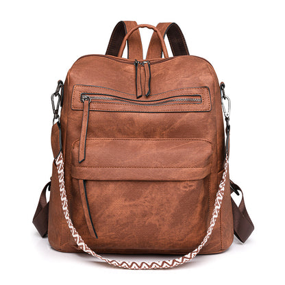 2025 backpack bags backpack women's PU soft leather versatile large-capacity dual-purpose shoulder bag Mommy backpack