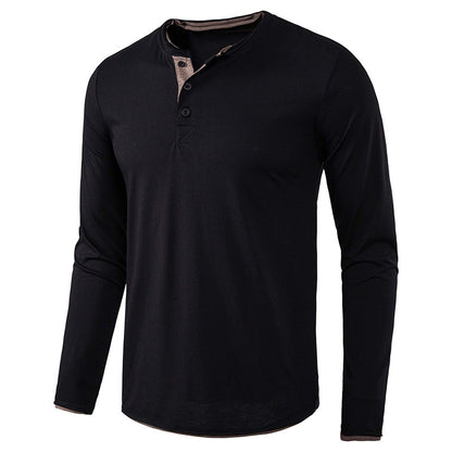 ZLLKL 2025 Hot trade men's long-sleeved men's clothes, autumn t-shirt  men's t-shirt solid color  Henry clothing customization