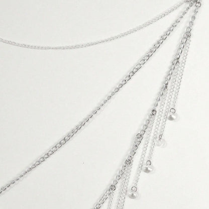 FB3416 2025 waistchain simple personality versatile multi-strip transparent bead fringed chain pendant waist chain waist decoration