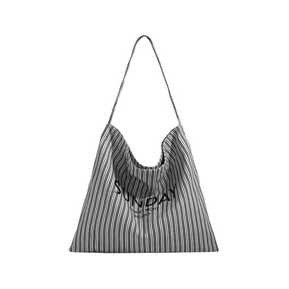 2025 ZLLKL Korean version of fashion letter large-capacity shopping bag popular new simple and versatile tote bag, Popular style striped shoulder bag