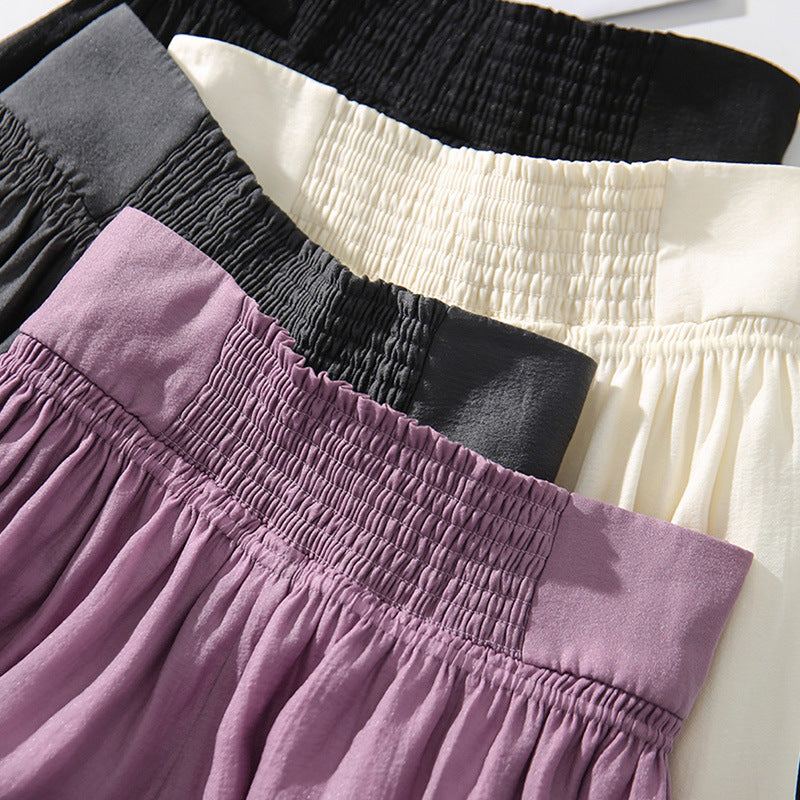2025 Natural fiber lyocell, cool wide-leg culottes, Japanese literary and artistic style swinging pants design sense skirt women's clothing