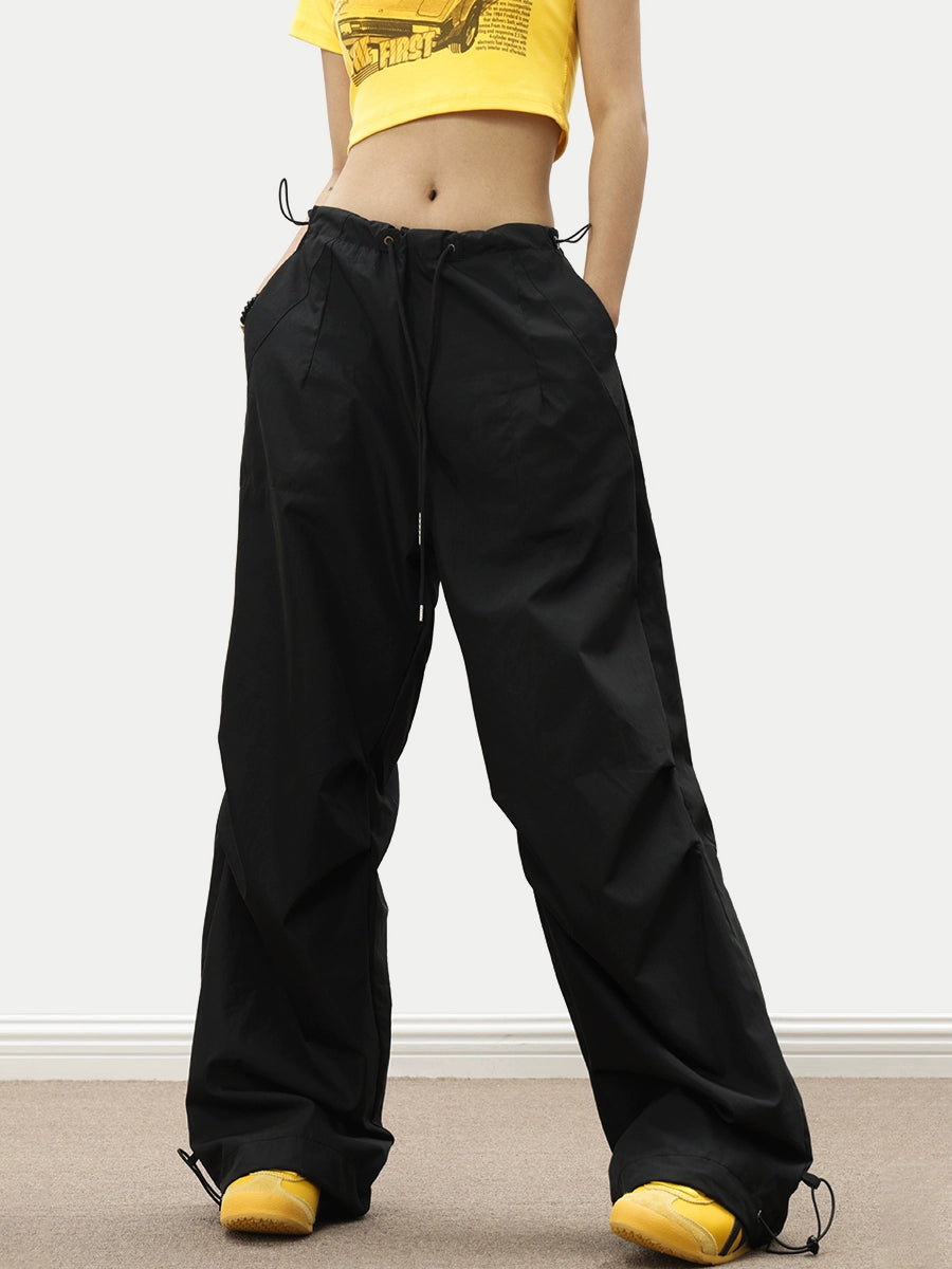0123Start black paratrooper overalls men's and women's loose n wide-leg charging parachute pants summer thin