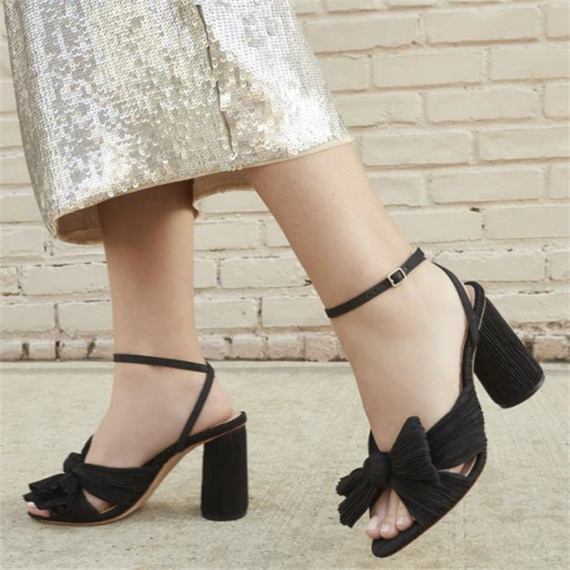 ZllKl  Dropshopping Summer Open Toed Bow 40-47 High Heels Party Dress Wedding Women's Sandals