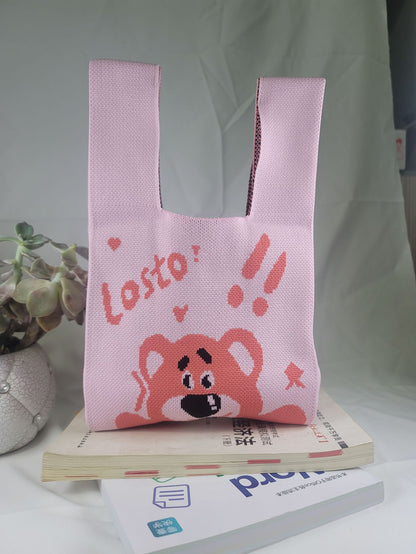 ZllKl  Knitted Bag with Hand Gift Bag Handbag Rabbit Hand Bag Ins Large Capacity Gift Bag Small Handbag Wrist