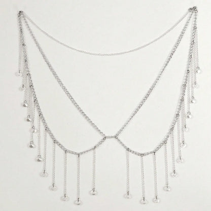 FB3416 2025 waistchain simple personality versatile multi-strip transparent bead fringed chain pendant waist chain waist decoration