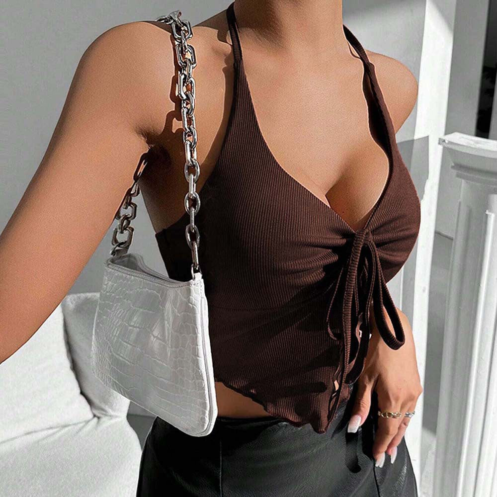 popular  New  sexy style neck vest autumn and winter new halter back short top women