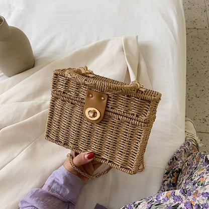 ZLLKL 2025 new woven bag retro simple handbag wholesale ins style fashion trend single shoulder crossbody rattan woven bag