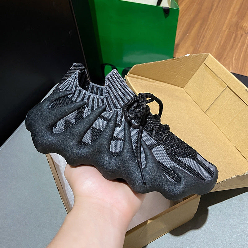 2025 Spring new Korean version of student breathable sports shoes couple socks shoes women's  women's running flying knitting 450-7