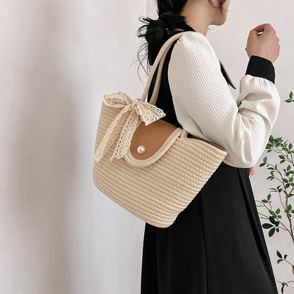 ZLLKL 2025Cross-border bags women's bags  new simple fashion bags large capacity shoulder armpit bag straw tote bag
