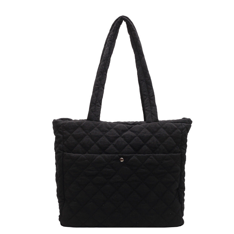 2025 ZLLKL Korean version of fashion diamond shoulder bag popular new retro casual tote bag versatile large capacity simple shopping bag