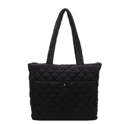 2025 ZLLKL Korean version of fashion diamond shoulder bag popular new retro casual tote bag versatile large capacity simple shopping bag