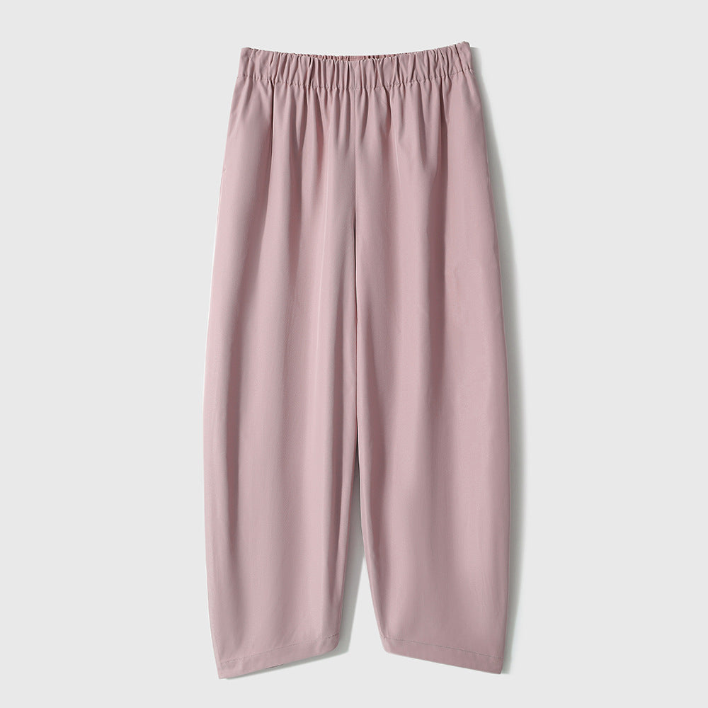 2025 Nine-point pea pants Shu non-picking leg-shaped curved air feeling loose nine-point casual pants women's Harlan pants summer women's clothing