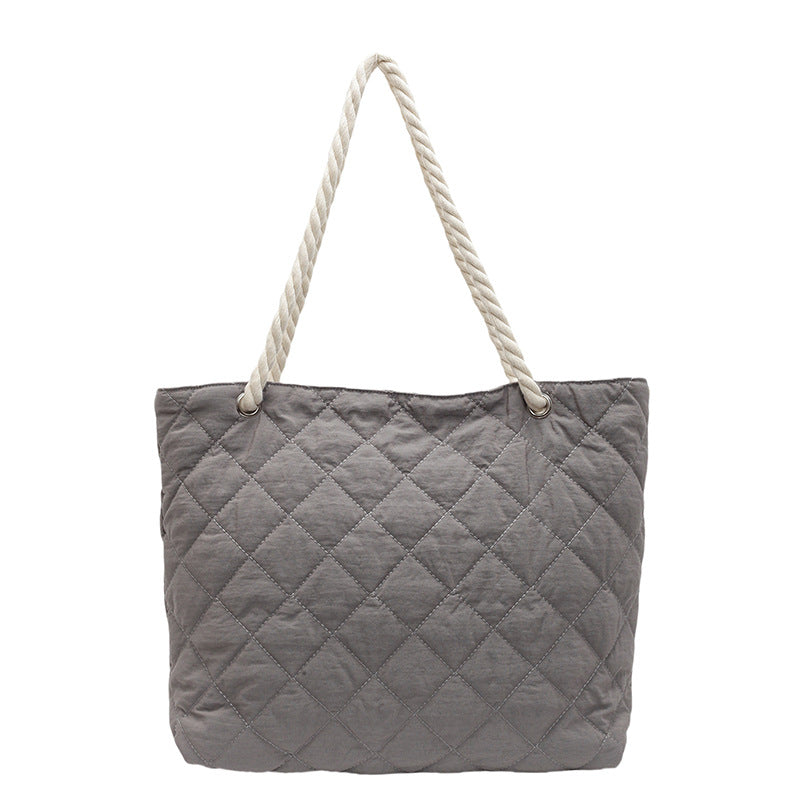 2025 ZLLKL Korean version of fashion diamond embroidered shoulder bag popular new large-capacity casual tote bag simple and versatile shopping bag
